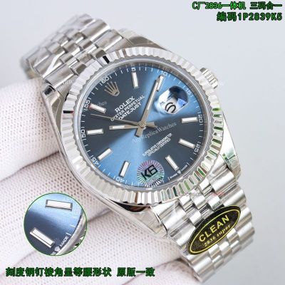 Clean Factory Rolex Datejust 2836 Blue Face Watch 41mm 